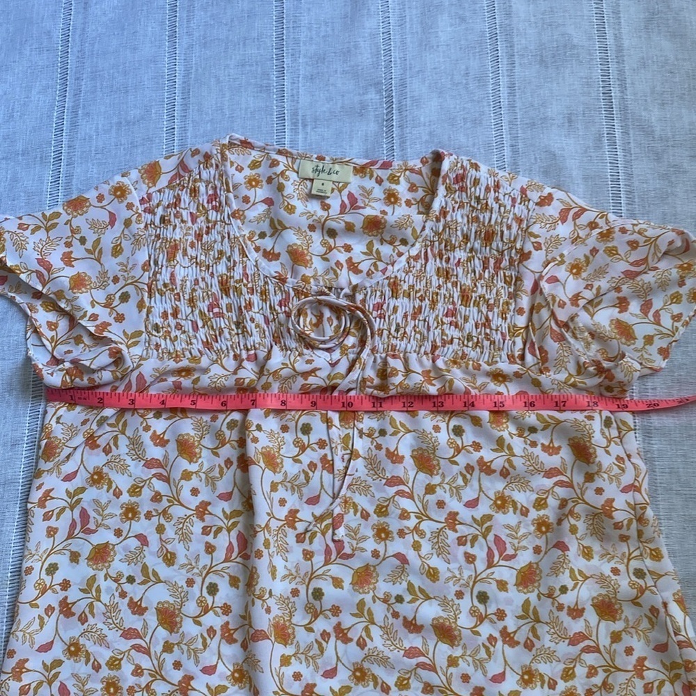 Style And Co Boho Flutter Blouse With Smocking. - image 8